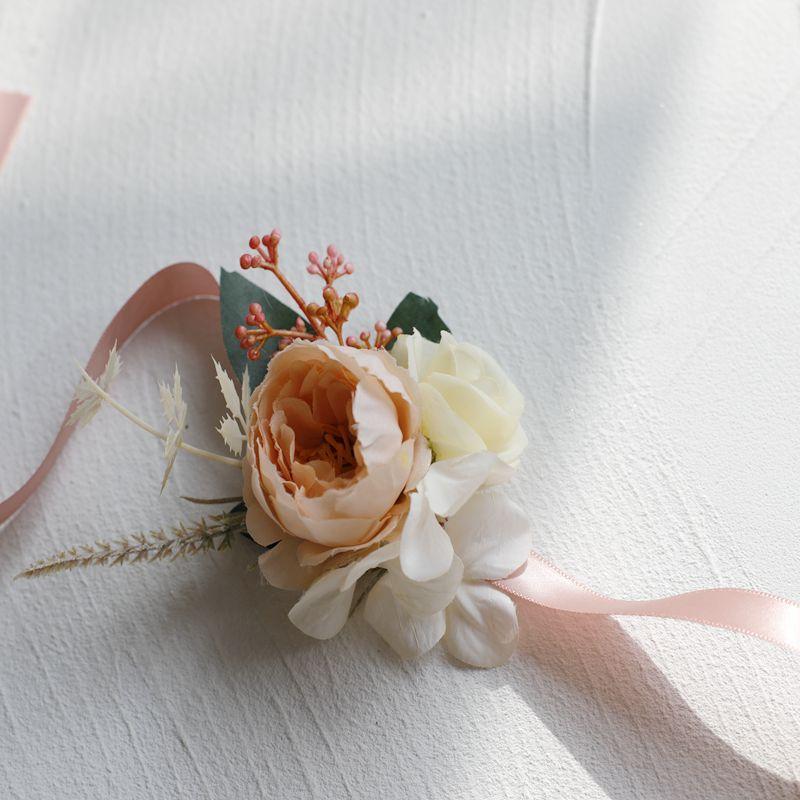 Umělé hedvábné květy růže Ženich Boutonniere Ženy Muž Špendlík Oblek Živůtek Svatba Knoflíková dírka Svatba Zápěstí Květina Party Dekor