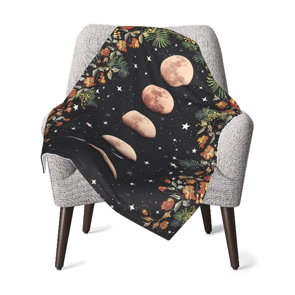 Moonlight Garden Blanket Grape Flower Surround Moon Star Flannel Blanket Bedroom Living Room Home Sofa Blanket