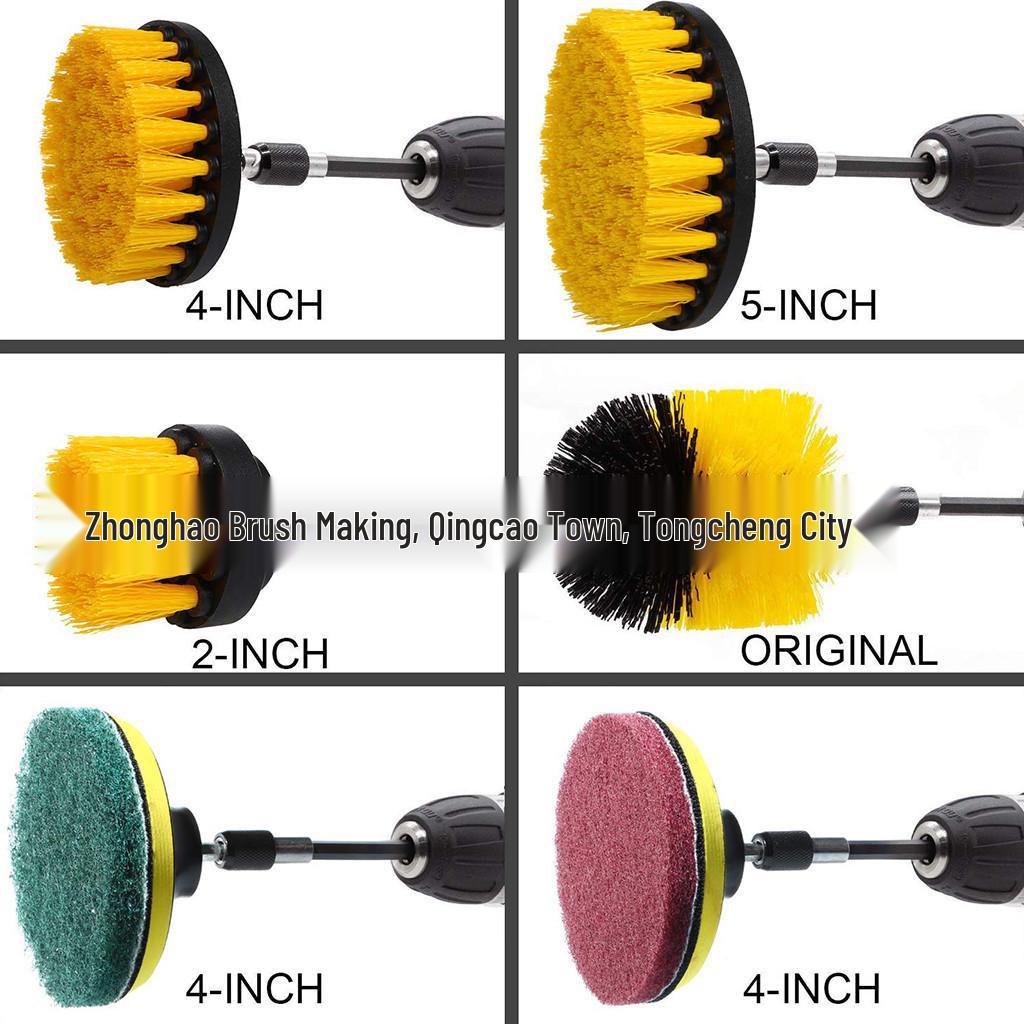 Electric Drill Brush Cleaning Set – 5-Piece Round Brush Kit for Home and Car