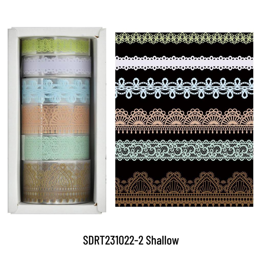 Transparent Die-Cut Lace Tape: Retro Collage Stickers, Waterproof PET, Artistic Journaling Roll.