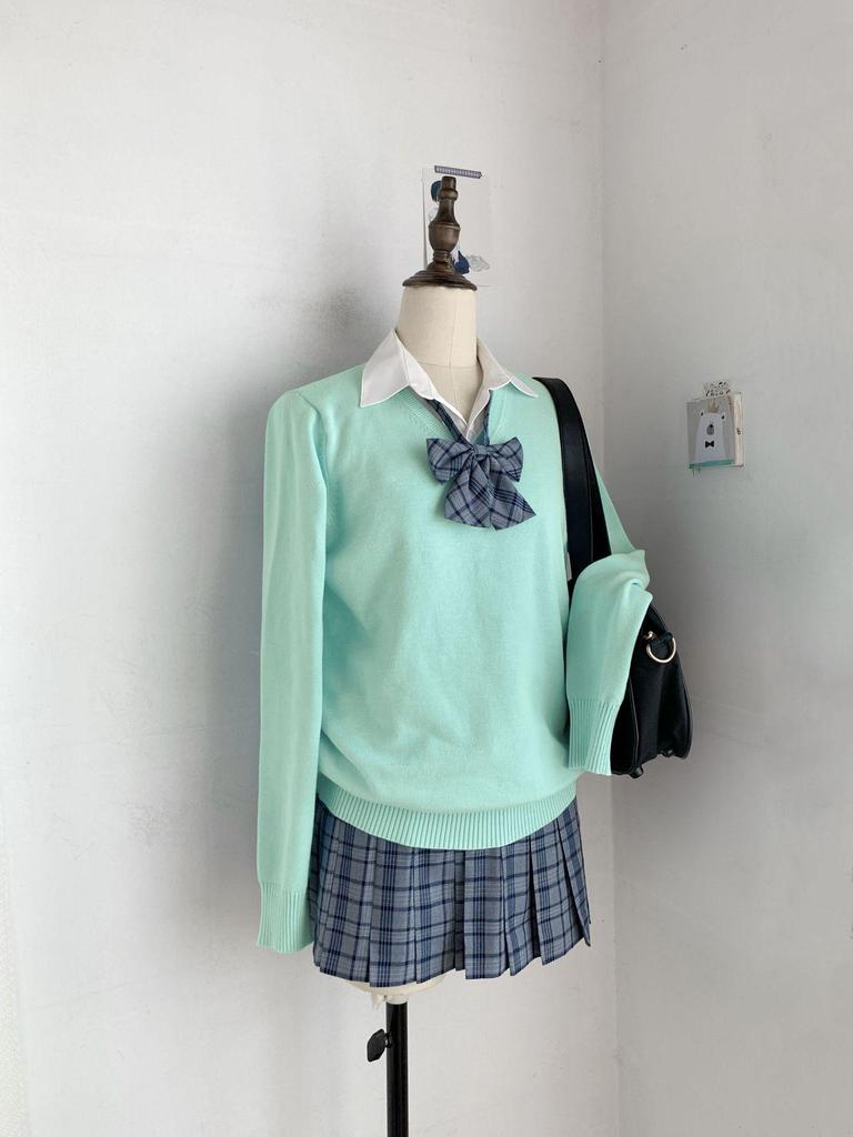 Maglione a pullover stile uniforme JK originale a due pezzi: Maglieria Giapponese Academy per Autunno, Inverno, Primavera.