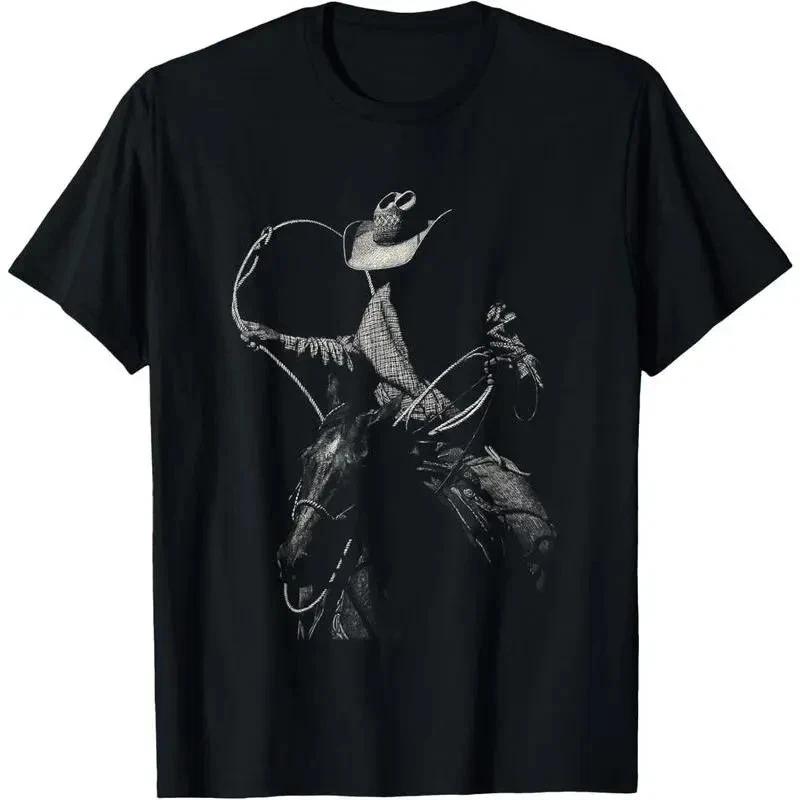 100% cotton Rodeo Cowboy Dark Western Horse Art T-Shirt XXL