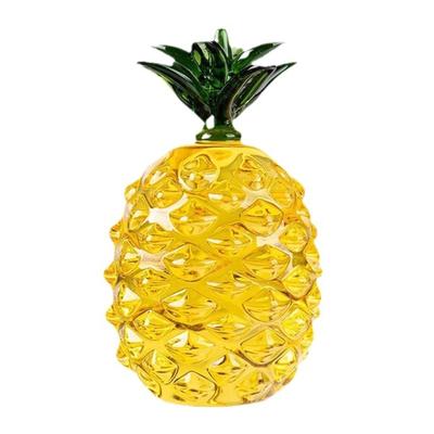 Glass Pineapple Decoration Hand Blown Crystal Artificial Fruit Art Figurine Sculpture for Tabletop Centerpieces Ornament