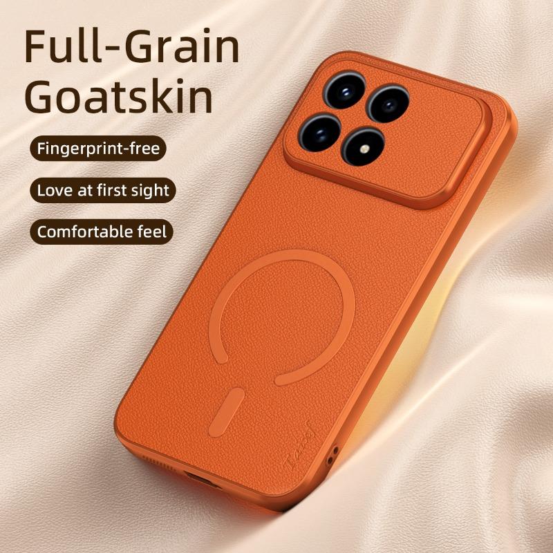 Custodia di Ricarica Wireless in Pelle di Capra per xiaomi POCO F8 Pro F8 Ultra X8 PRO MAX M8 PRO MAX Striscia Magnetica Integrata Copertura Protettiva