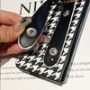 Luxury Pu Leather Houndstooth Pearl Wrist Strap Bracket Phone Cover For Samsung Galaxy Z Fold 4 3 Case