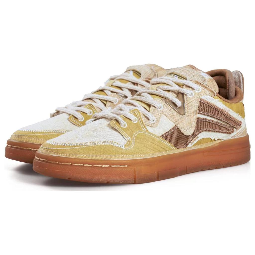 Li Ning Weiw Pro Hemp Fabric Leather Retro Comfortable Versatile Non-Slip Shock Absorbing Wear-Resistant Low-Top Skate Shoes Men Sneaker AECS043-1