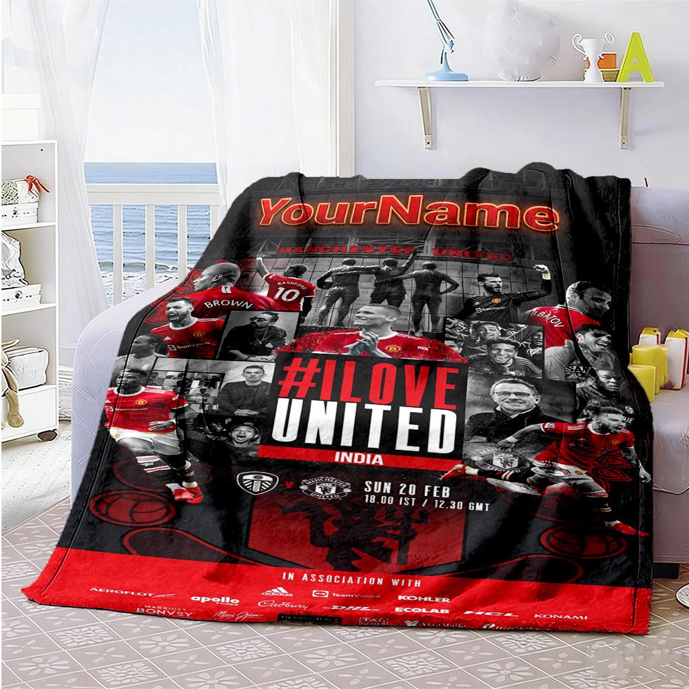 Manchester Customize Text Blanket Lightweight Customizable Blanket Durable Comfort Throw For Livingroom Office Chair Picnics Home Decor