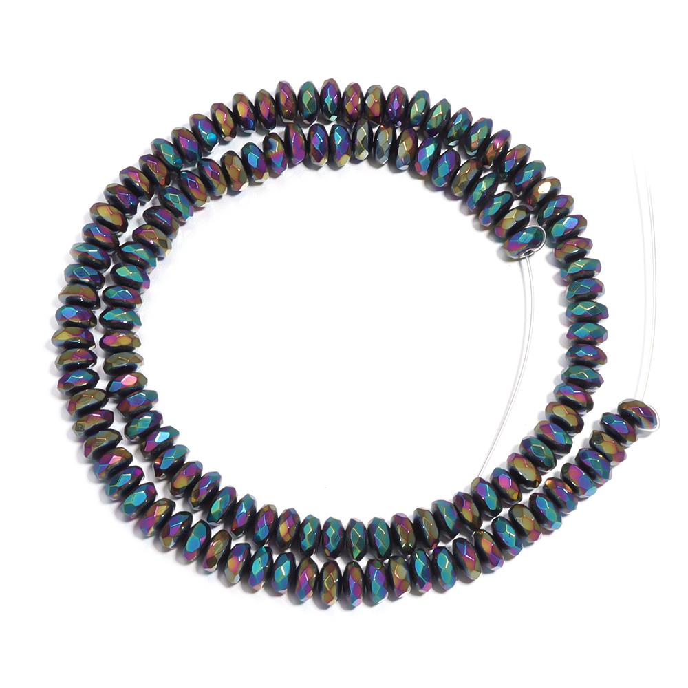 1 Strand Black Hematite Natural Stone Faceted Beads Gold Color Abacus Shaped Spaced Beads For DIY Bracelet Necklace Accessories