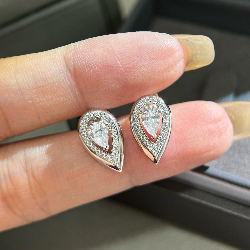 New Vintage 100% Pure 925 Sterling Silver Earrings Pave Aaa Zircon Water Drop Ear Stud For Women Luxury Wedding Jewelry