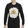 Floral Print Round Neck Comfortable Breathable Long Sleeve T-Shirt Men Tops Black HJ3349-010