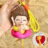 Cartoon Buddha Pendant Keyring with Lanyard Plush Doll Toy Soft Velvet Hanging Ornament Bag Decoration