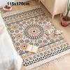 Cotton Linen Boho Rugs for Living Room Muslim Retro Ethnic Anti Slip Bedroom Area Rugs and Carpets Print Tatami Prayer Floor Mat