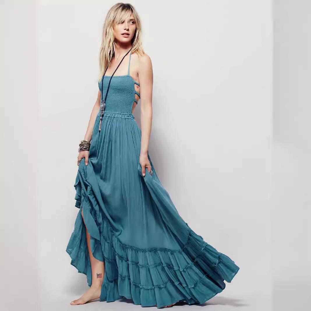 

Bohemian Halter Beachwear Dress S білий