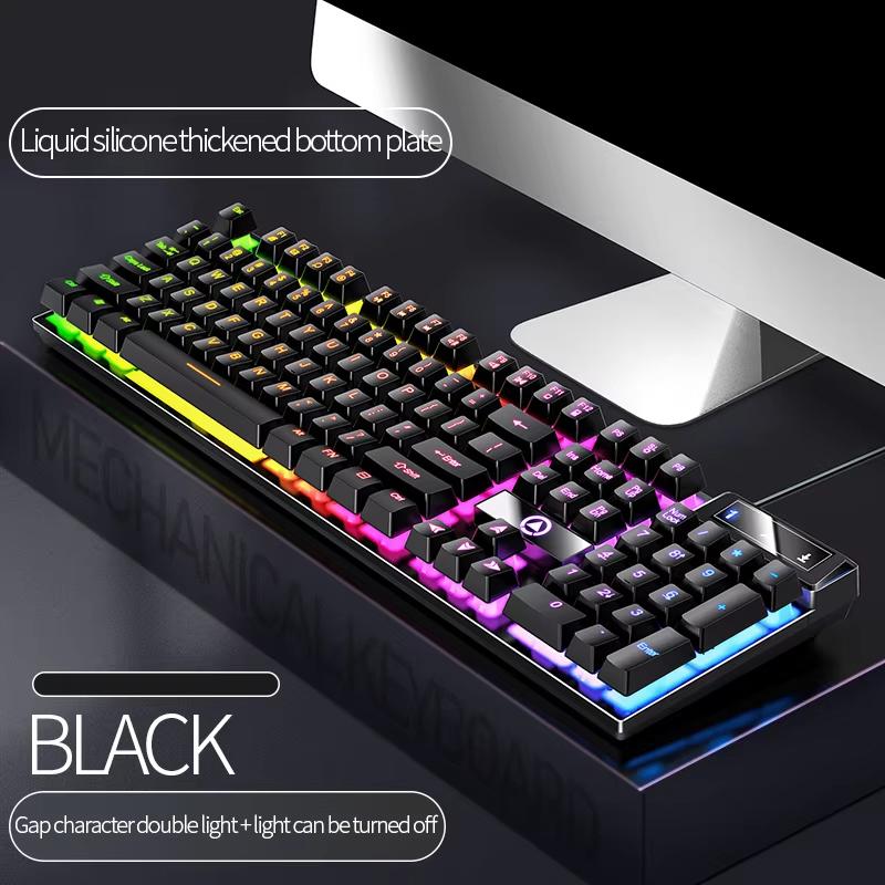 RGB Backlit Mechanical Feel Waterproof Wired Gaming Keyboard Full-Size Ergonomic Gamer Keyboard For PC Computer Laptop Tablet