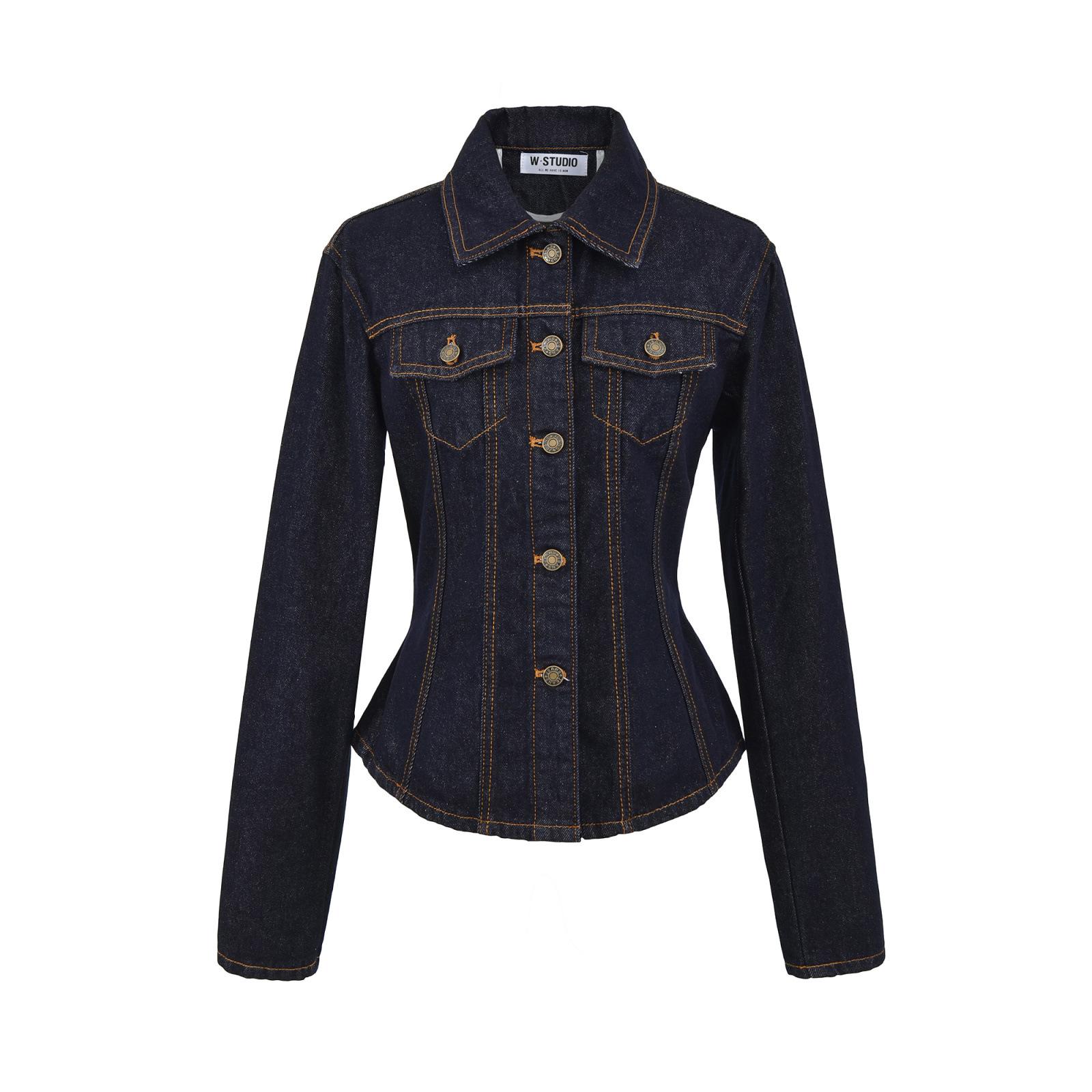 Американская ретро приталенная джинсовая рубашка-куртка Large