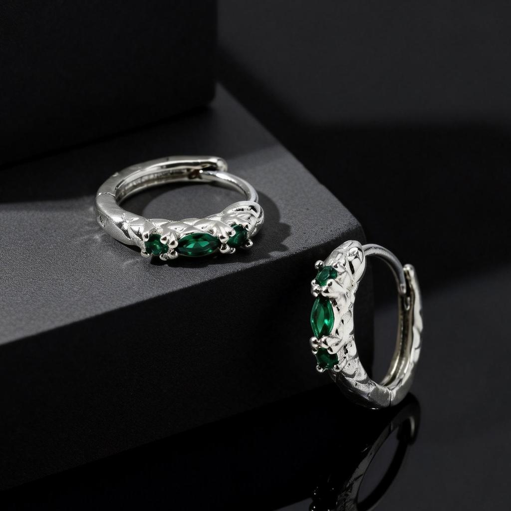 High Quality Fashion Green Cubic Zirconia Snake Shape Hoop Earrings for Men Punk Gothic Jewelry Party Daily Wear