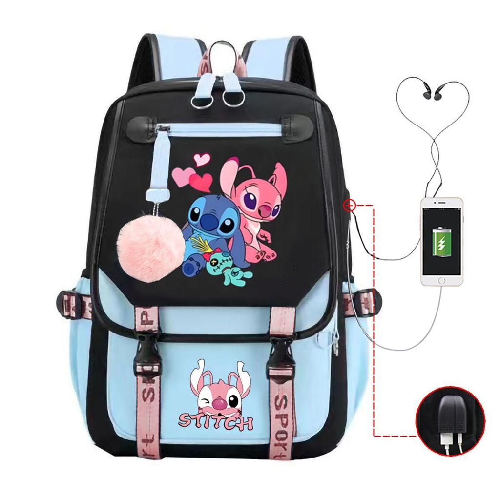 Children'S School Bag Contrasting Color Neutral Backpack Animation Printing Primary And Secondary School Students