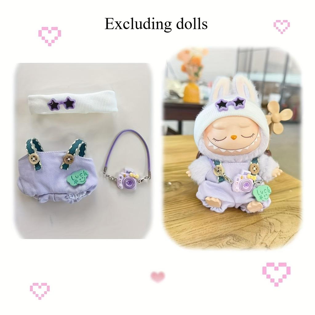 1 set Labubu Plush Doll Accessories - Starry Eye Backpacks, Hats, and Cute Outfits for Festive Gift Boxes, Durable Polyester