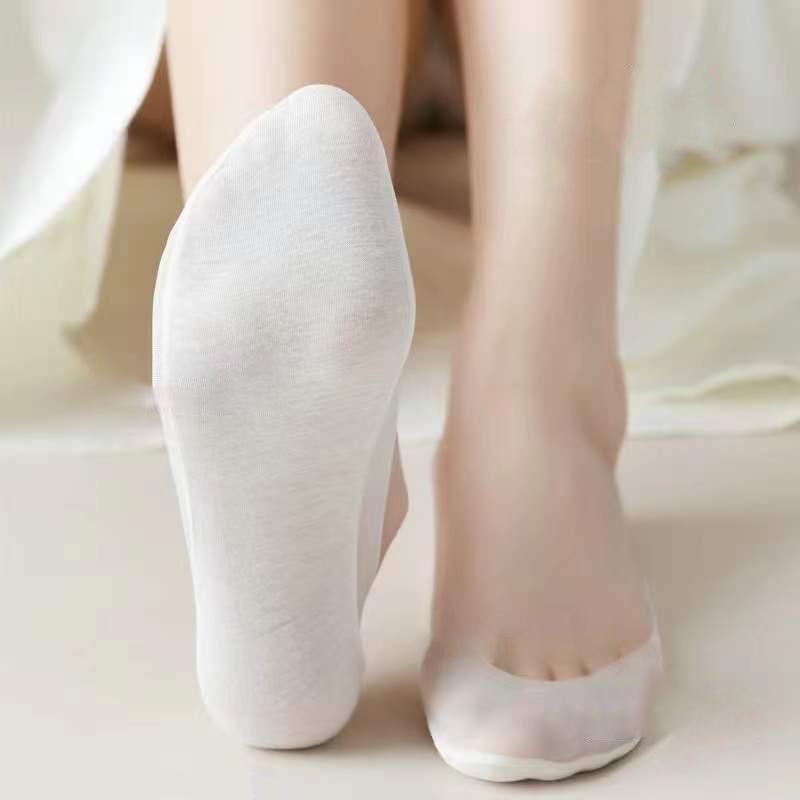 1/3/5 Pairs Summer Invisible Silicone Anti-slip Socks No Show Ultra-thin Breathable Sock Solid Color Ice Silk Low Cut Boat Socks