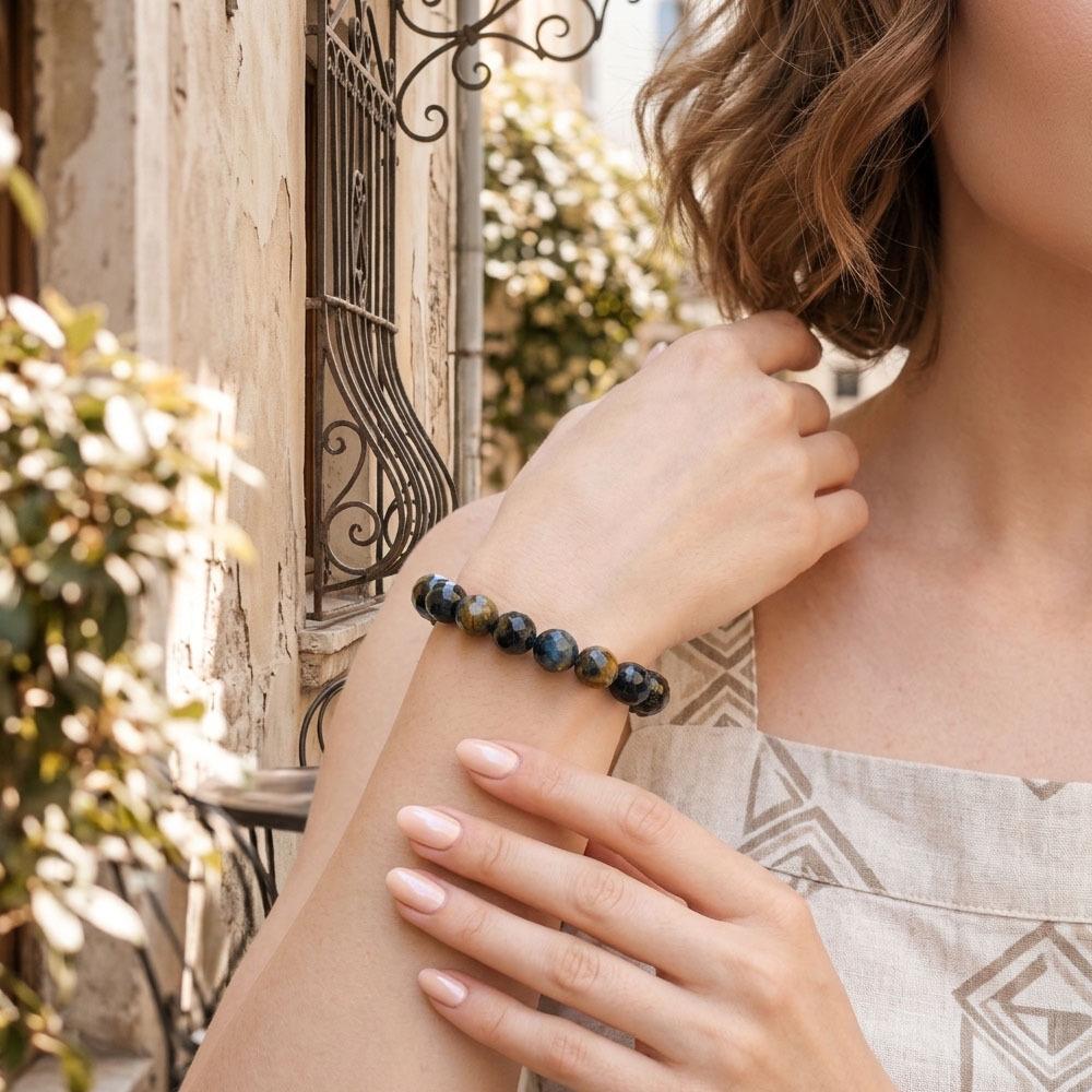 European Light Luxury Retro Tiger Eye Stone Multi-color Stackable Bracelet - Elegant and Versatile Hand Jewelry