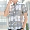 Fashion Shirt Men's Summer Short-sleeved Plaid Casual Slim Trend Non-iron Anti-wrinkle Shirt Blouse Men
