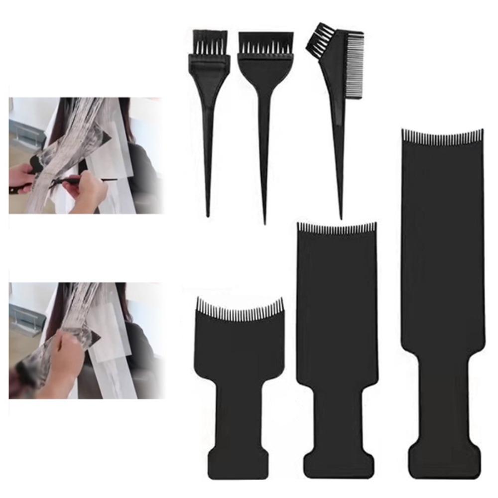6Pcs/Set Professional Hair Applicator Brush Hairdressing Hair Highlight Dyeing Board Plate Salon