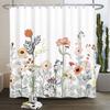 Watercolor Floral Shower Curtain Waterproof Easy To Clean Privacy Protection Print Botanical Design Elegant Bathroom Decor