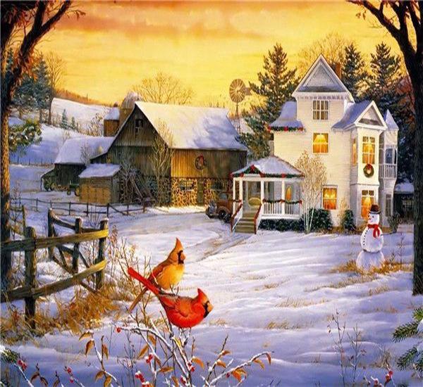 RUOPOTY Painting By Numbers Winter Landscape Hand Painted Art Gift DIY Picture By Number Christmas Kits Home Decoration