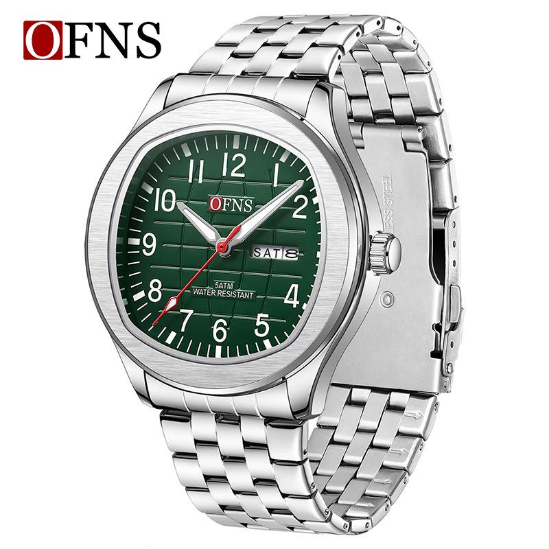 OFNS Men s Dual Calendar Quartz Watch - Business Waterproof Steel Strap Wristwatch.