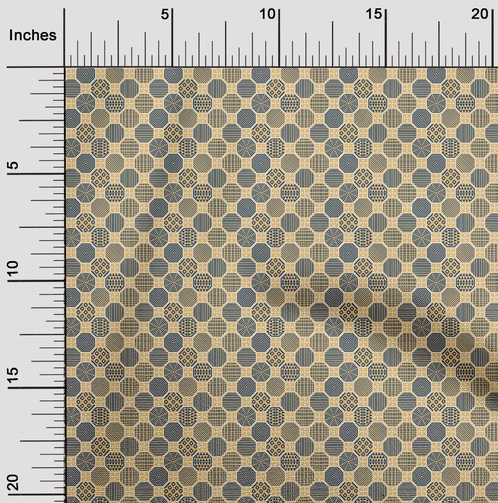 oneOone Cotton Flex Fabric Stripe|Check & Geometrical Shapes Geometric Print Fabric BTY 40 Inches
