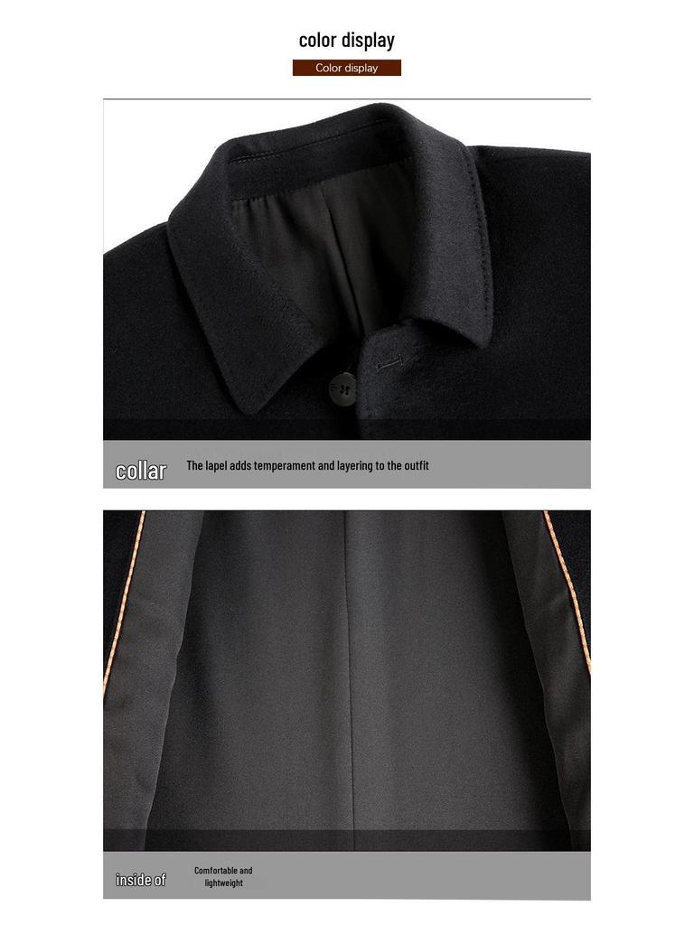 Men's Cashmere Winter Coat 2025: Thickened Warm Jacket for Middle-Aged & Elderly - Casual Lapel Outerwear