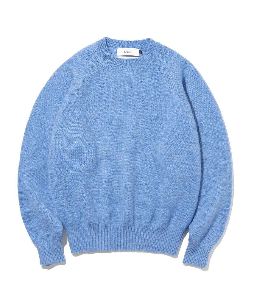 KNITTED Shaggy Dog 100% Wool Round Knit Blue