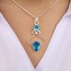 Schweizer Blautopas Edelstein 925 Sterling Silber Schmuck Statement Designer Anhänger 1,60" Für Geschenk PP-13-8