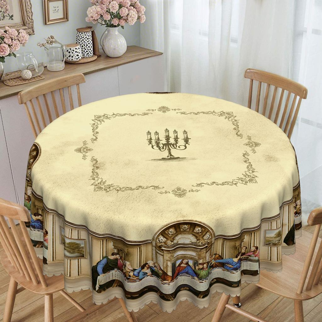 1 Piece, Jesus Christ'S Last Supper Themed Tablecloth, Vintage Scene Print, Embossed Edges