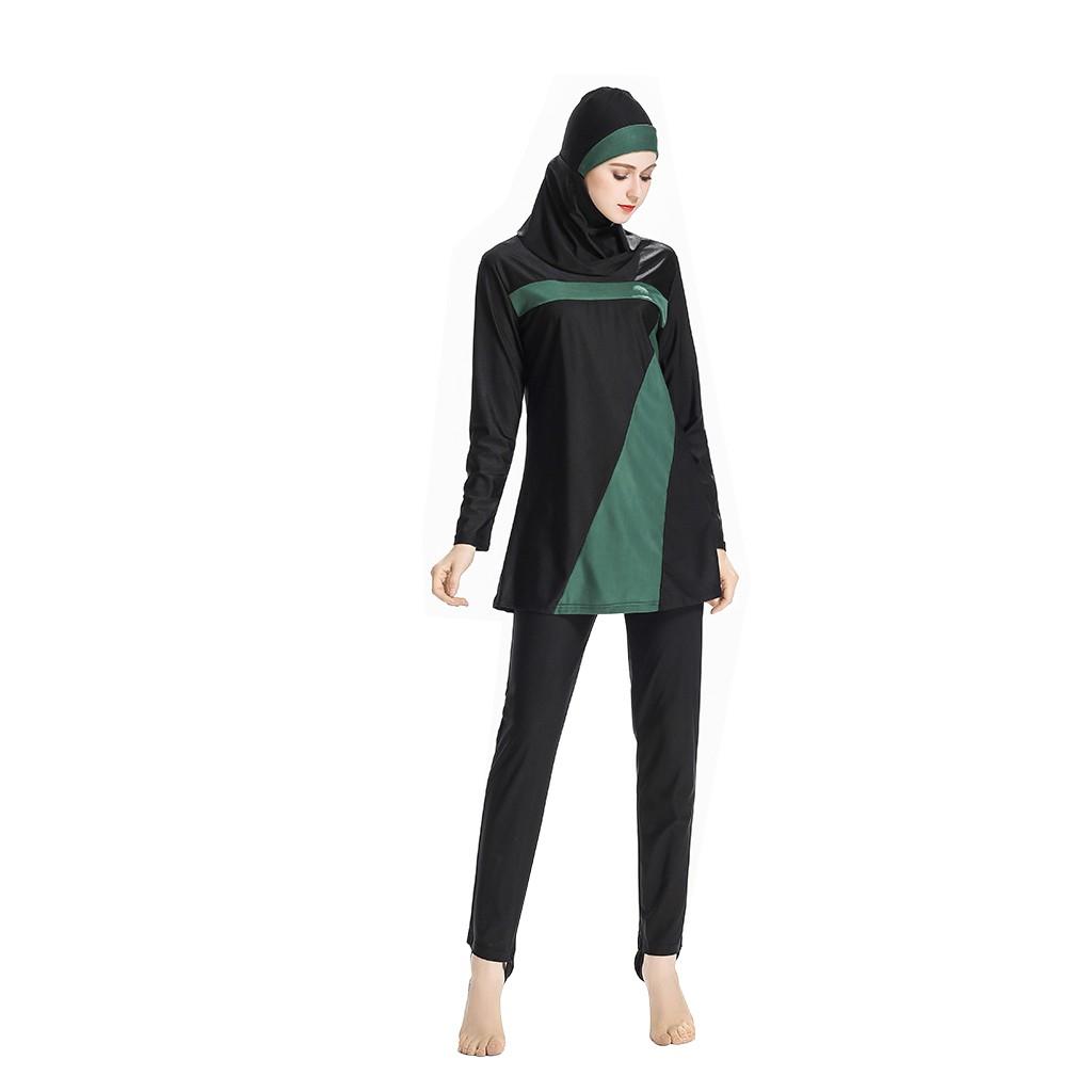 

Женский мусульманский купальный костюм с кепкой, сплошной цветной купальник, пляжная одежда, женские купальники XXXXXL зелёный
