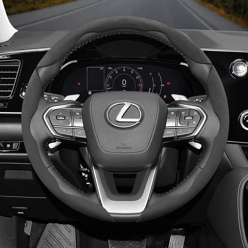 Suitable for Lexus Anti-Slip Buckle Segmented Suede Steering Wheel Cover Suitable for Is250 Ct200H Is350 Es300H Rc Is300H Rx Rx450H