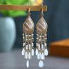 Bohemian Crystal Tassel Earrings - Ethnic Style, Slim Face, Exaggerated Design for Travel
