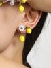 Lemon Pendant, Zircon Earrings, European and American Fashion Versatile Personality Temperament Cute Flower Stud Earrings