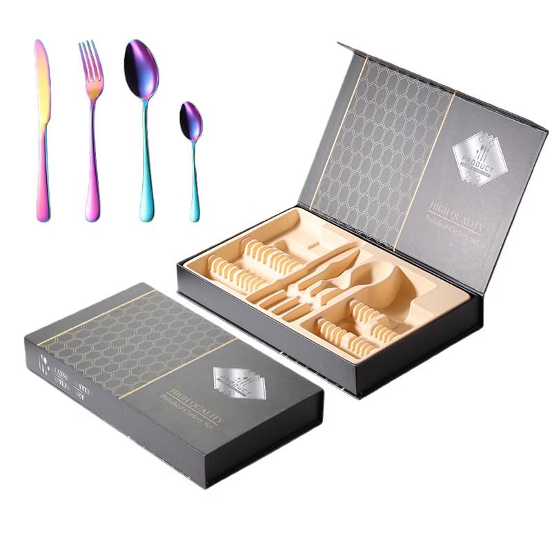 QianXing 410 Stainless Steel 24-Piece Iridescent Cutlery Gift Set