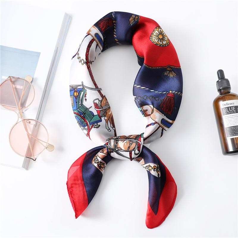 

2024 Новый принт Шелковый квадратный платок Женский Весенний шейный платок Шаль Накидки Женский 70см Волосы Рука Запястье Головной платок Хиджаб Бандана 70x70cm