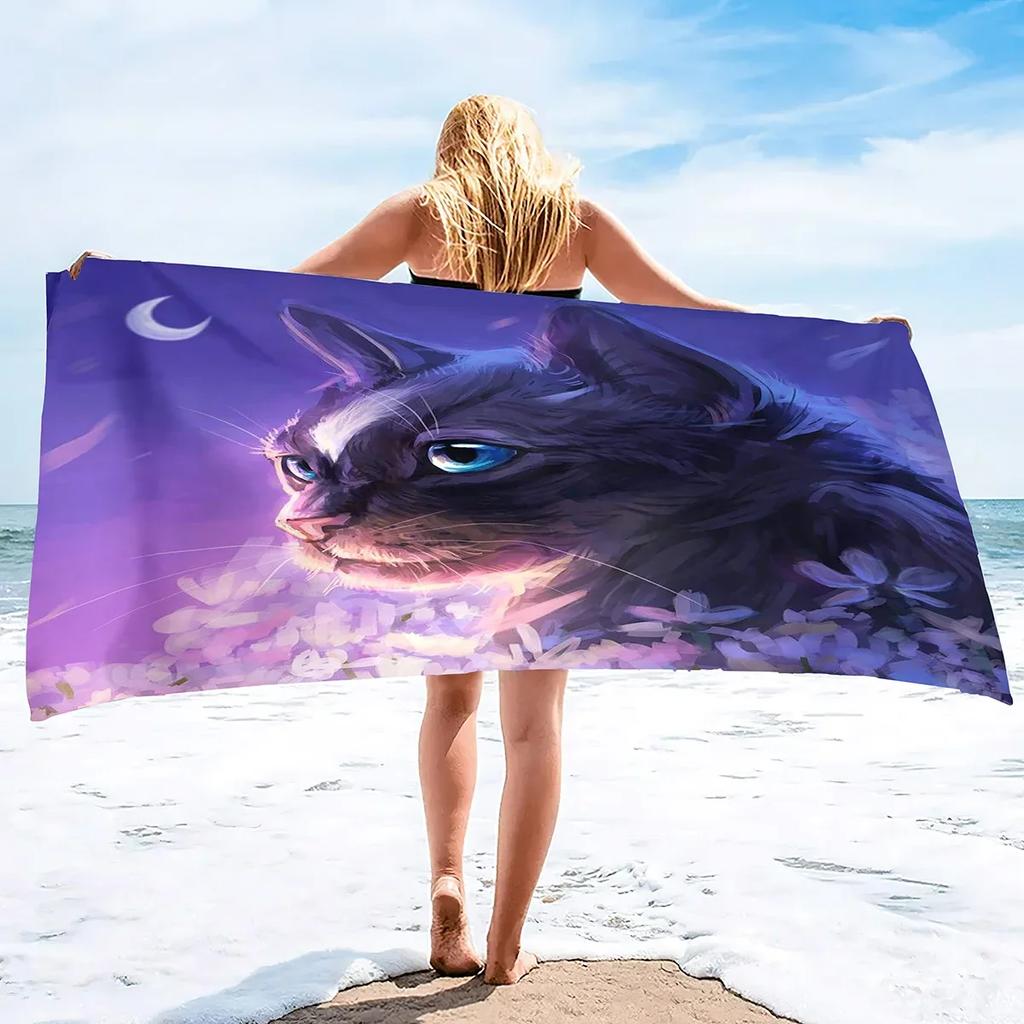 Kitten Cat Microfiber Beach Towel,Oversized Soft Absorbent Quick Dry Sand Free Thin Lightweight Beach Towel,Pool Swimming Towels