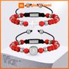 Vnox Herren 'Edelstahl Heiliger Benedikt Armband, Roter Stein Perlenverstellbare Armbänder, Katholisch Christlicher Religiöser Schmuck