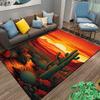 Sunset Desert Landscape Carpet with Cactus Plants and Fiery Colors Suitable for use as an anti-slip for living room bedroom sofas