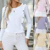 2023 Women's Fashion Twist Button Solid Color Top European American Style Spring Summer