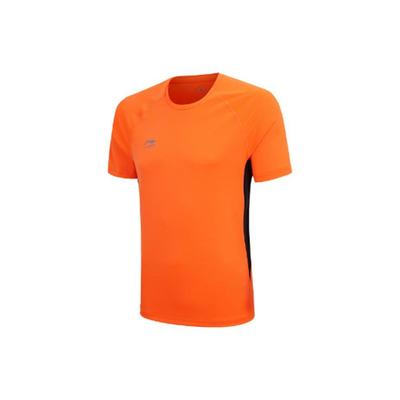 Li Ning Letter Print Round Neck Pullover Short Sleeve T-Shirt Men Tops Fluorescent-Orange ATSQ169-2