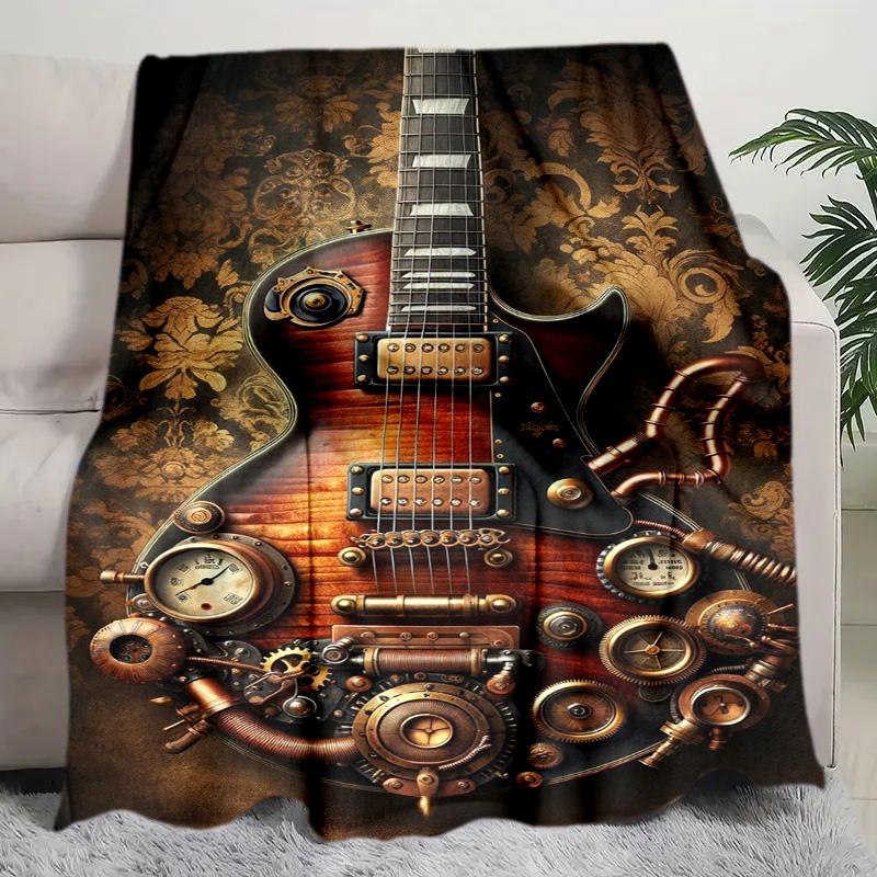 

1PC Guitar and piano music pattern blanket, all season lightweight home office outdoor nap multifunctional blanket 80cm x 120cm