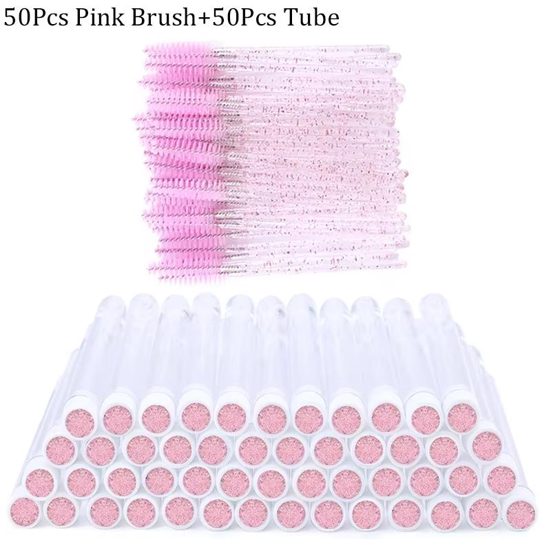 100 Stück Diamant Augenbrauenbürstenröhrchen Leer Wiederverwendbar Wimpern Mascara Stäbchen Hülle Austauschbare Kristall Wimpernbürste Staubdicht Make-up Werkzeug