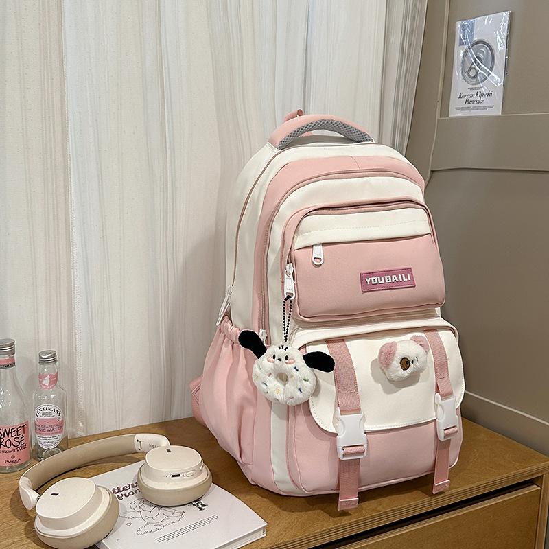 New High-value College Style, Fresh and Sweet Backpack, Contrasting Color Splicing Make-up Bag, Junior High School Student Backpack