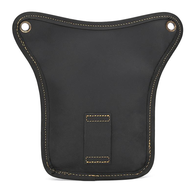 Vintage Men's Leather Motorcycle Leg Bag Small Shoulder Tactical Waist Bag Cow Skin Multifunctional Male Rider Pouch Waist Bag