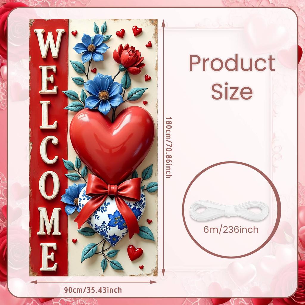 Romantic Banner Pink Welcome Display Party Backdrop Rose Decoration Event Background For Valentine's Day Party Housewarming